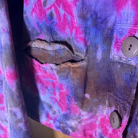 Colorful Tie-Dye Corduroy Jacket Size Small - Picture 3 of 4